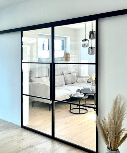 steel-interior-loft-doppeltür-schiebetür-wohnzimmer