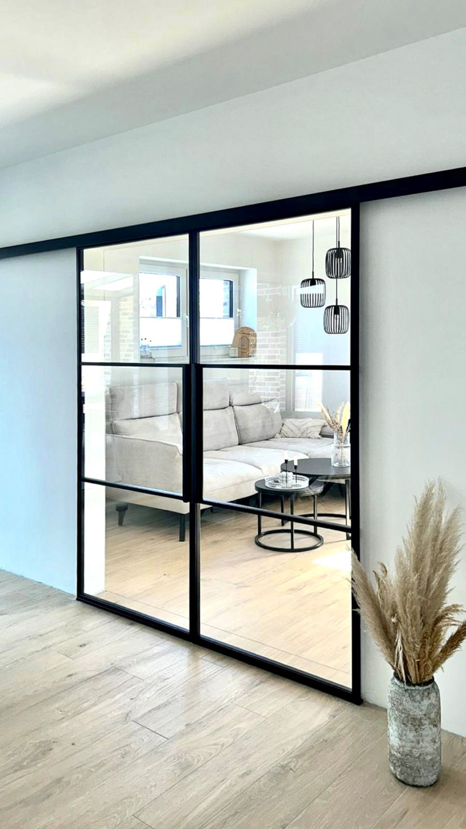 steel-interior-loft-doppeltür-schiebetür-wohnzimmer